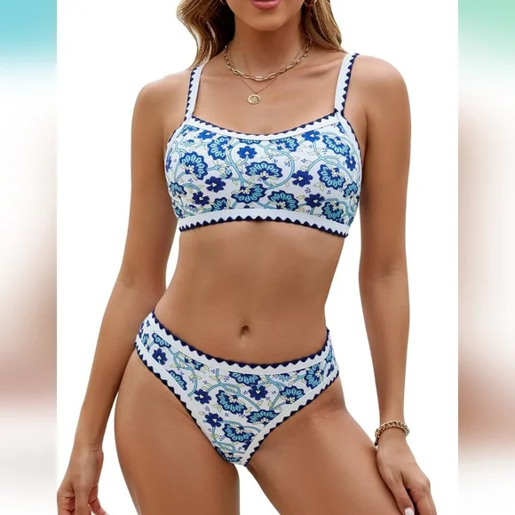 Print High Waisted Tummy Control Bikini Set - Picture 4 of 9